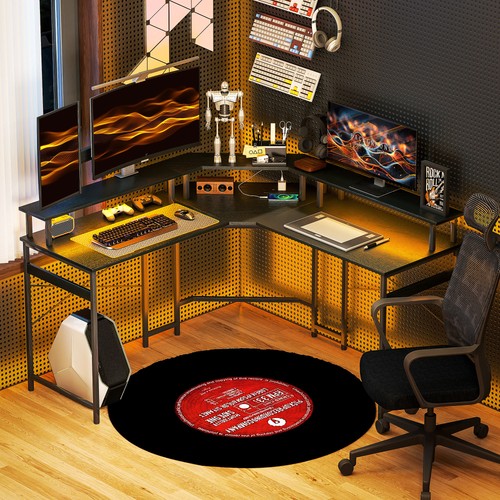 Shaped desk with power - desk,