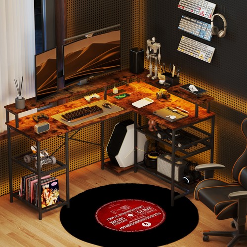 Shaped desk with led lights - shaped,